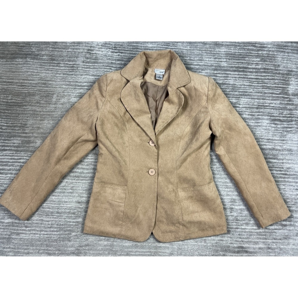 Kim Rogers Signature Jacket Womens Small Brown Blazer Lined Polyester Faux Suede